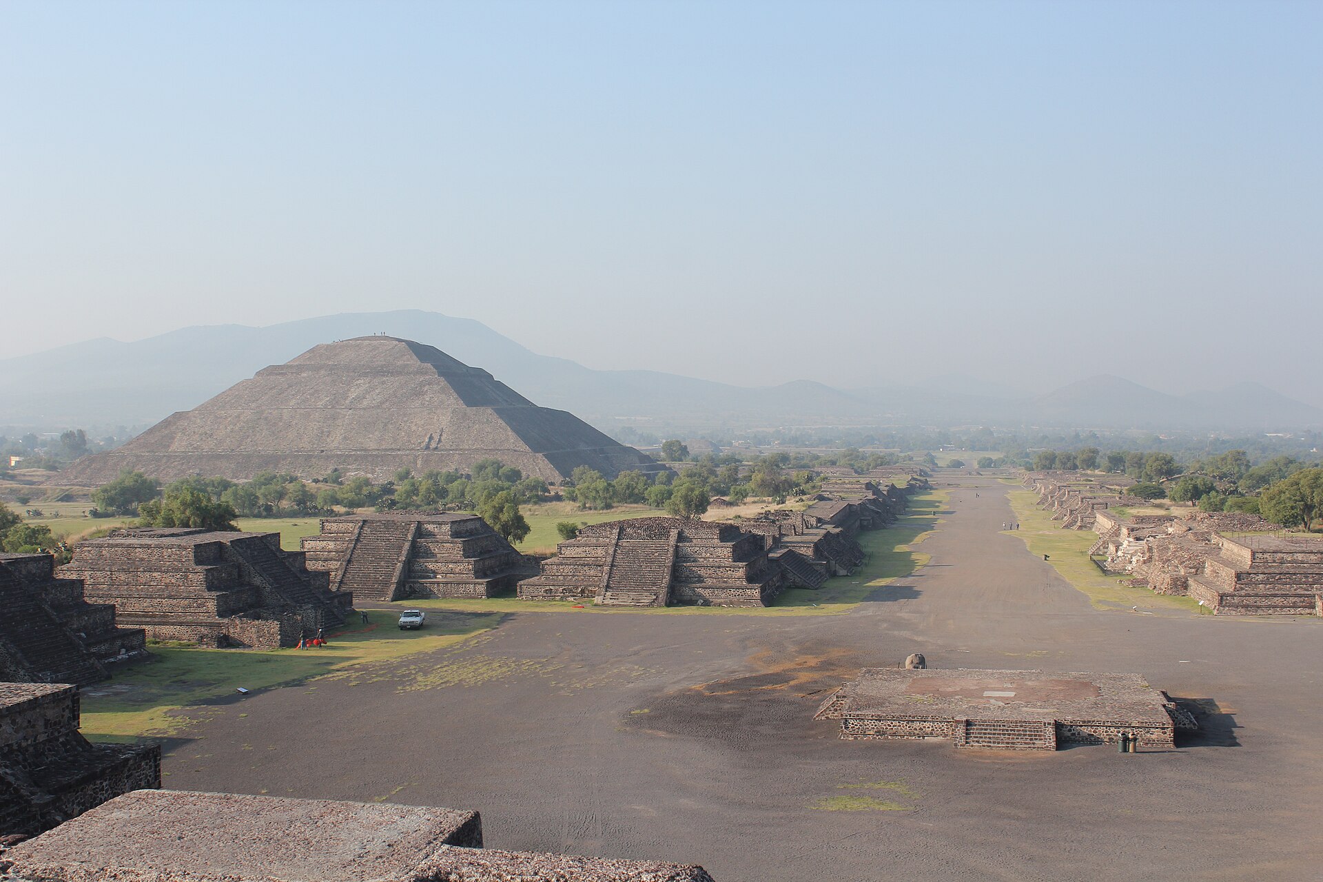 The Pyramid of the Sun and the Avenue of the Dead at Teotihuacán seen from an elevated viewpoint
